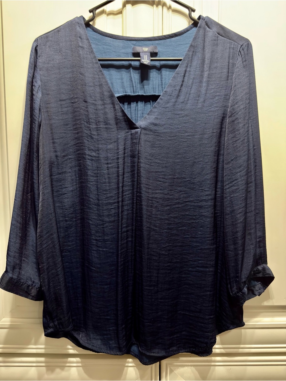 GAP Navy V-Neck 3/4 Sleeve Blouse